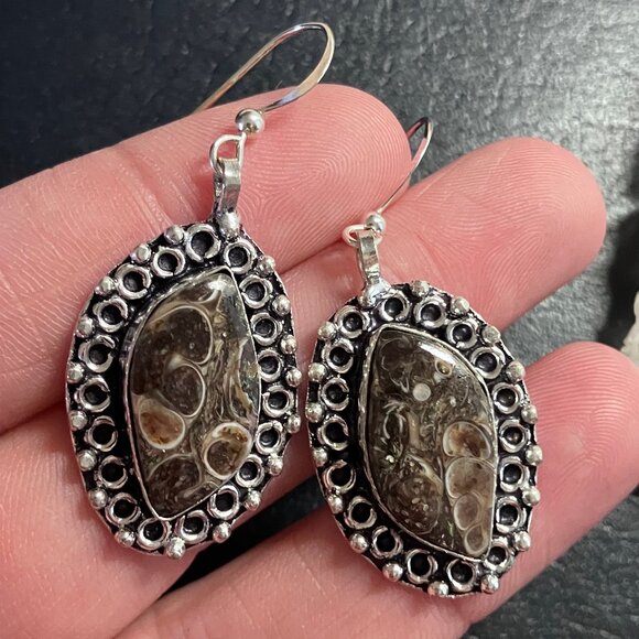 Elimia Turitella Agate Crystal Stone Jewelry Earrings - Picture 3 of 5